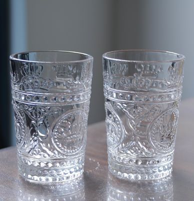 8Oz Crown Design Embossed Tumbler Drinking Glasses