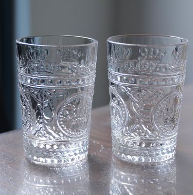8Oz Crown Design Embossed Tumbler Drinking Glasses