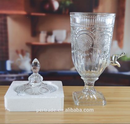 Deep Cutted Engraved 5l Glass Jar With Lid . Glass Food Storage Jars