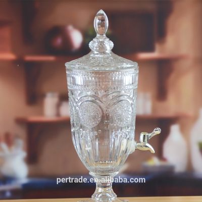 Deep Cutted Engraved 5l Glass Jar With Lid . Glass Food Storage Jars