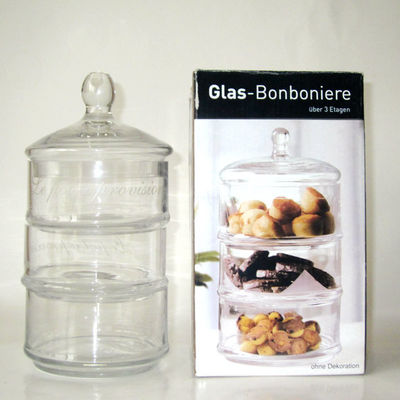 Handblown 3 Layer Stackable Storage Jars With Lids