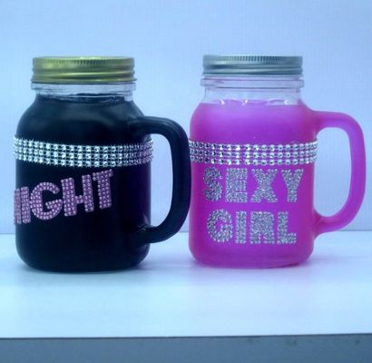 Color Diamonds Fonts Handpainted Glass Container For Kitchen