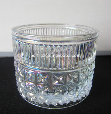 Embossed Diamonds Pattern Glass Storage Jars With For Candle