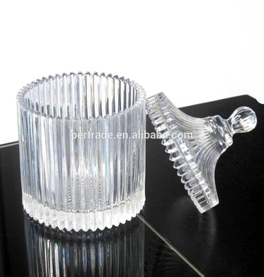 home Embossed Stripes Large Glass Container With Lid