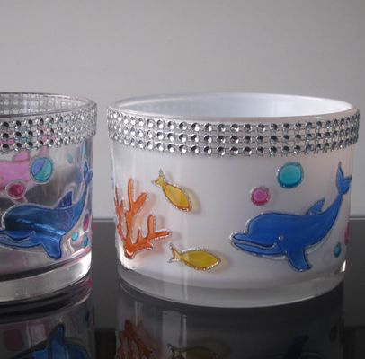Handpainted Votive Candle Holders With Ocean Fish Pattern
