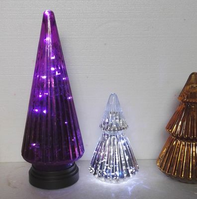 Handblown LED Holiday Glass Candle Holders Christmas Tree Pattern