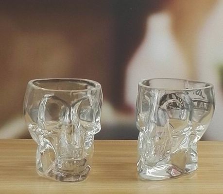Machine Made Embossed Skull 1.5 Oz Shot Glasses