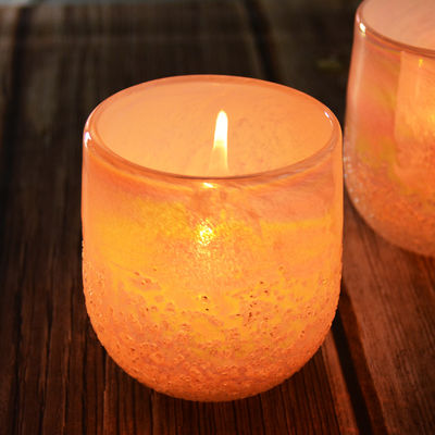 Iridescent Votive Glass Candle Holders Half Rough Sands Surface