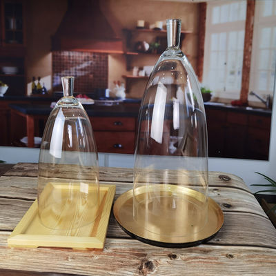 Transparent Lead Free Handled 21" Glass Dome Cloche