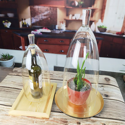 Transparent Lead Free Handled 21" Glass Dome Cloche