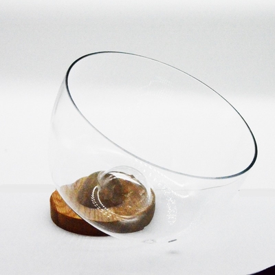 9" crystal salad bowl with solid wood stand peak bottom