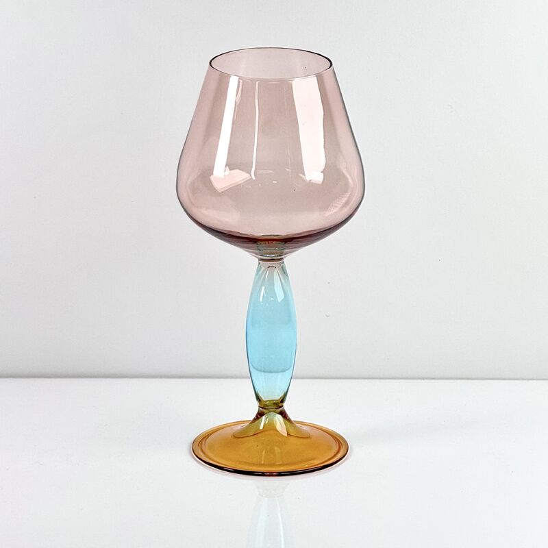 品質 Hand-Blown Gradient Color Borosilicate Wine Glasses, Multi-Color Artistic Stem Goblets for Wine, Cocktail, Home Bar & Party Decor 工場