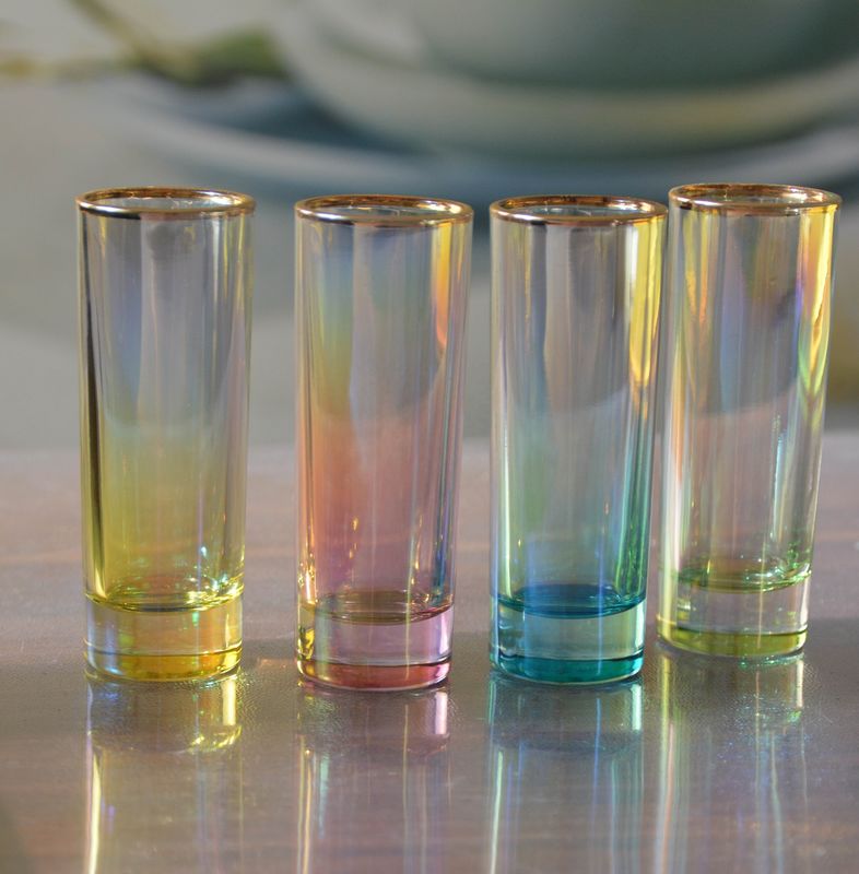 Personalized INS Gradient Color Gold Rim Unique Shot Glass Set