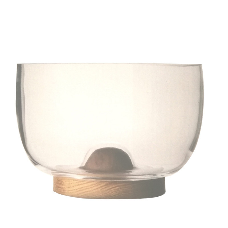 品質 9インチ水晶収納ガラスサラダ碗 手で吹いた水晶ガラスと固い木製スタンドで設計された 食事体験を向上させるピーク底を展示 工場