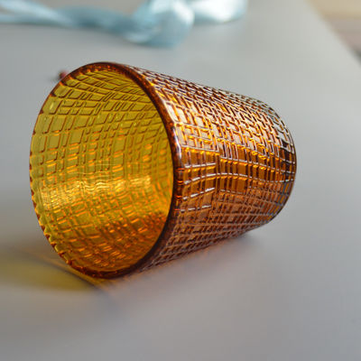 品質 印鑑された麻のパターン 固いアンバーガラス 茶のライトホルダー 工場