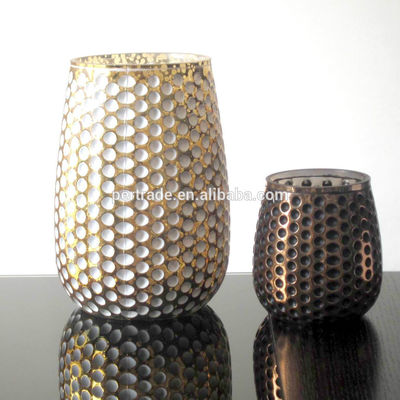 品質 3 サイズ シルバー カラー 卵 形 ガラスの キャンドルホルダー 工場