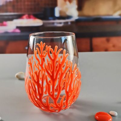 品質 卵形 500ml 水晶ワイングラス 紅色のサンゴが彫刻されています 工場