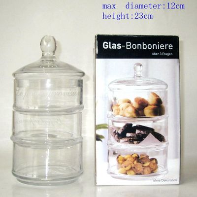 品質 手で吹いた 3 層 の 蓋 を 備えた 積み重ね られる 貯蔵 器 工場